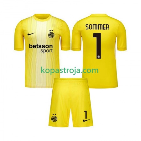 Billiga Fotbollströjor Inter Milan Yann Sommer 1 Målvakt Barn Borta tröja 2025/26 Kortärmad
